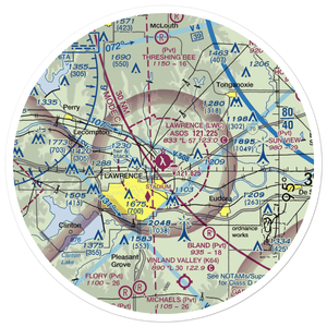 Lawrence Municipal Airport (LWC) VFR Sectional Sticker (30 mile)