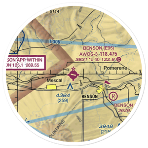 Benson Municipal Airport (E95) VFR Sectional Sticker (20 mile)