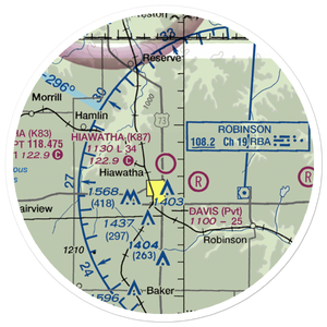 Hiawatha Municipal Airport (K87) VFR Sectional Sticker (20 mile)