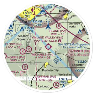 Vinland Valley Aerodrome (K64) VFR Sectional Sticker (20 mile)