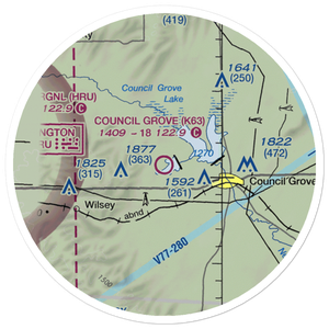 Council Grove Municipal Airport (K63) VFR Sectional Sticker (20 mile)