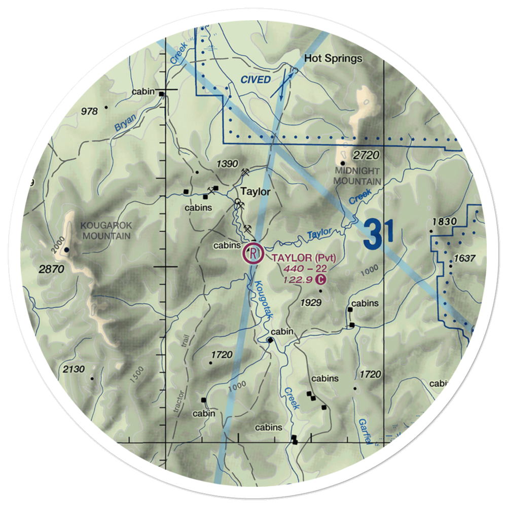 Taylor Airport (TWE) VFR Sectional Sticker (30 mile) 