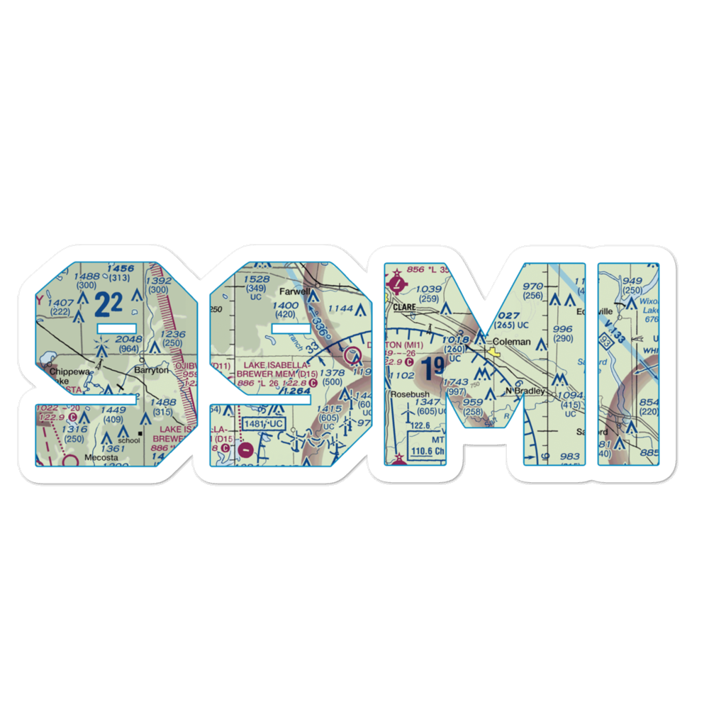 Denton Farms Airport (MI1) VFR Sectional Sticker 