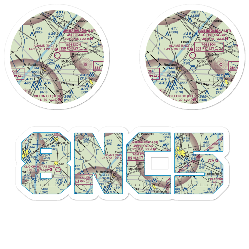 Adams Airport (8NC) VFR Sectional Sticker Pack 