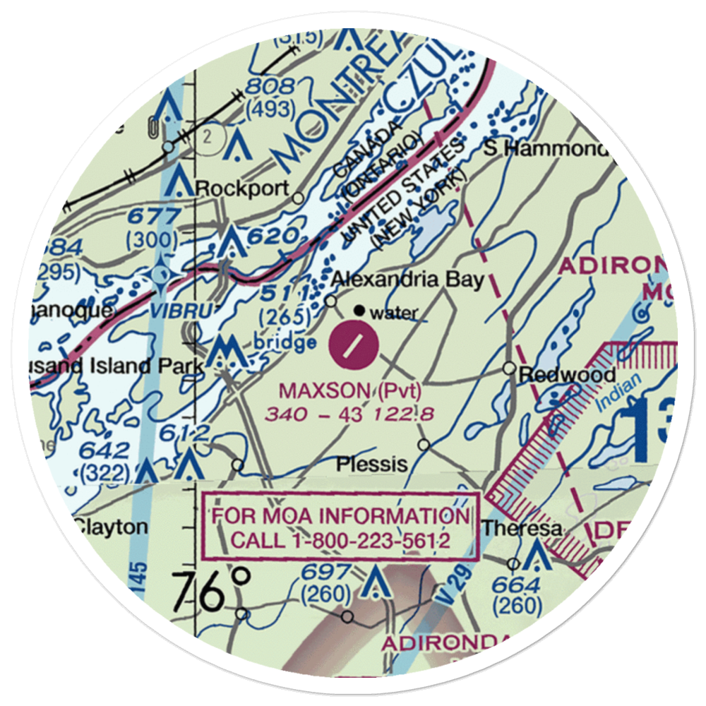 Maxson Airfield (AXB) VFR Sectional Sticker (20 mile) 