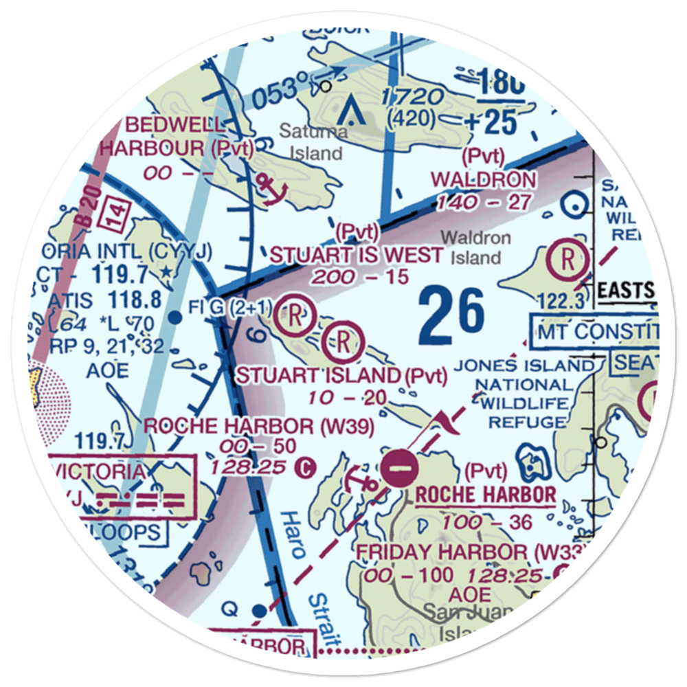 Stuart Island Airpark (SSW) VFR Sectional Sticker (20 mile) 