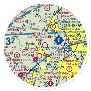 Hicks Airport (74T) VFR Sectional Sticker (20 mile)