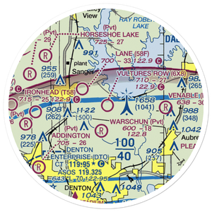 Vultures Row Airport (6X8) VFR Sectional Sticker (20 mile)