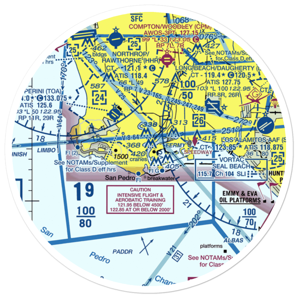 Catalina Air-Sea Terminal Heliport (SPQ) VFR Sectional Sticker (30 mile) 