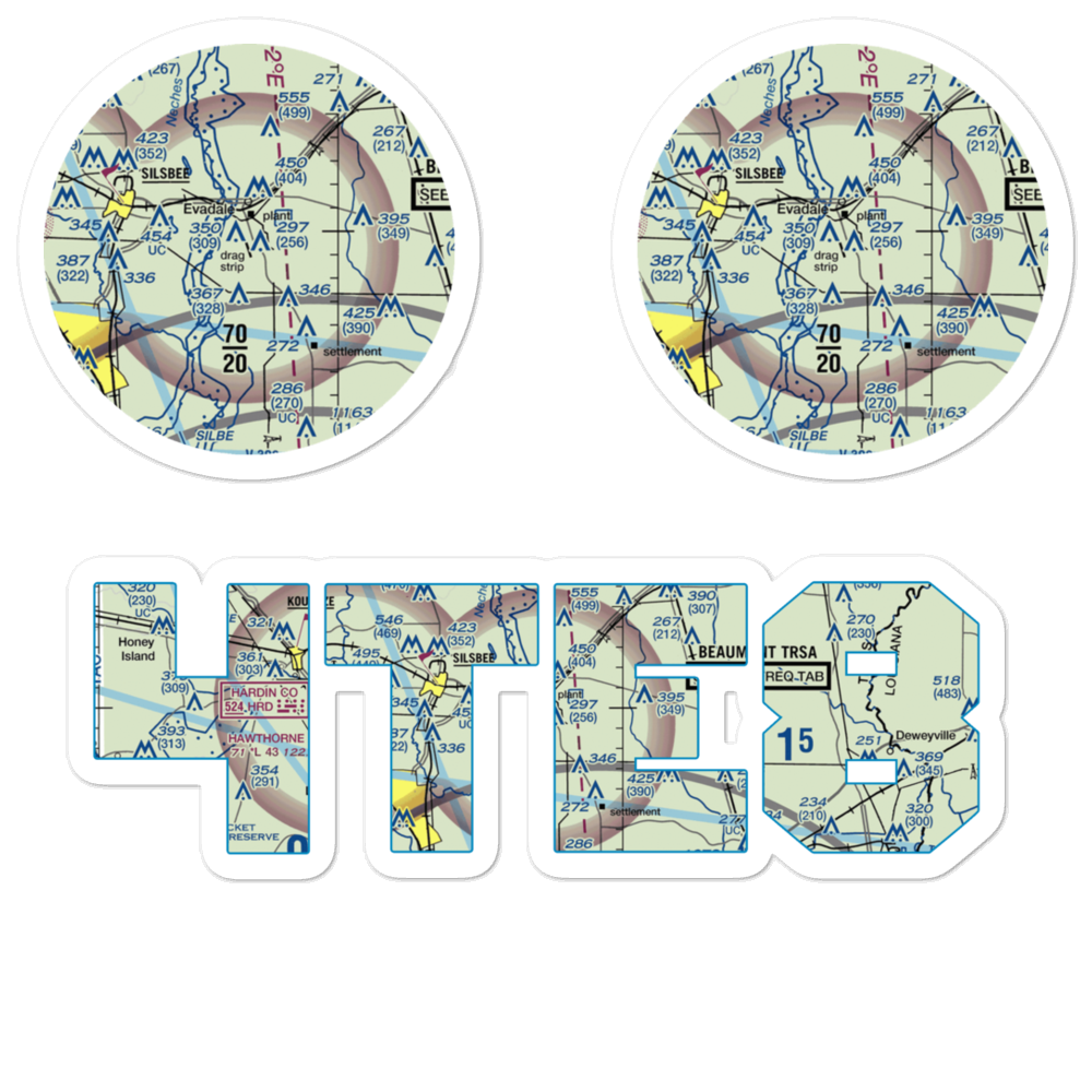 Ben Bruce Memorial Airpark (EVA) VFR Sectional Sticker Pack 