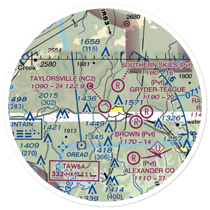 Taylorsville Airport (NC2) VFR Sectional Sticker (20 mile)
