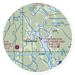 Chesuncook Lake House Seaplane Base (1ME) VFR Sectional Sticker (20 mile)