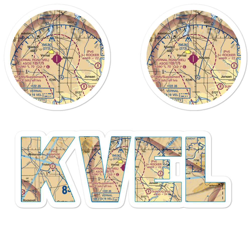 Vernal Regional Airport (VEL) VFR Sectional Sticker Pack 