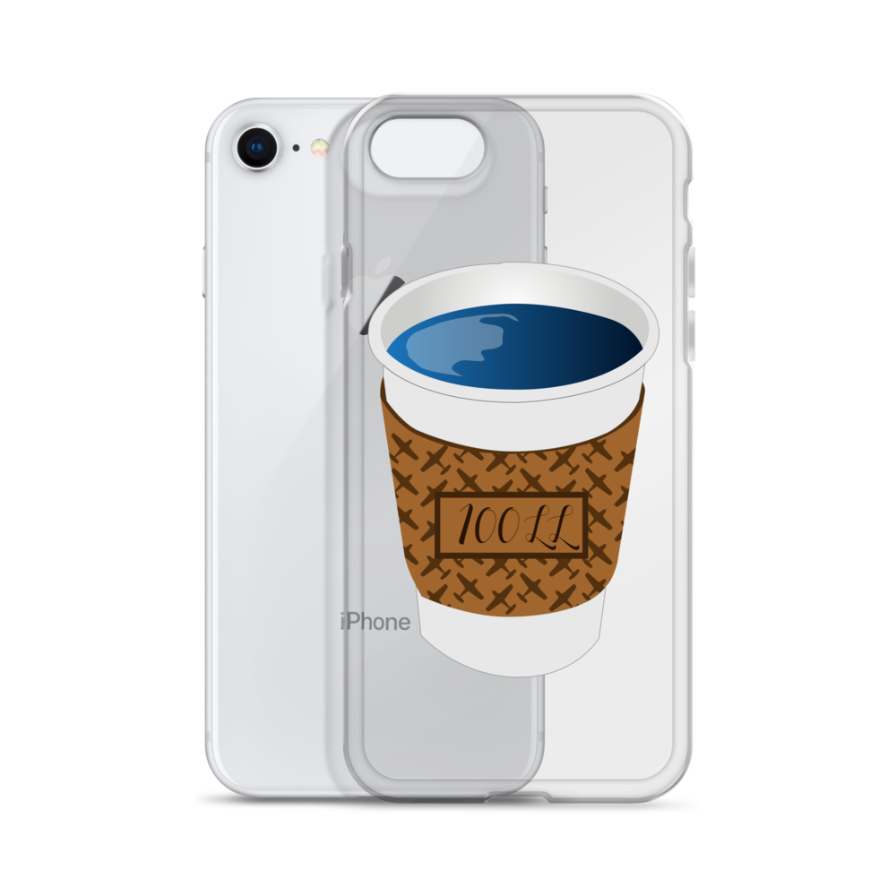 100LL Coffee iPhone Case iPhone 7/8 model shown