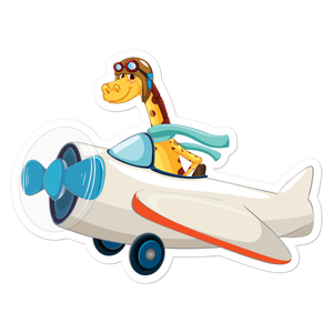 Giraffe Riding Airplane Sticker