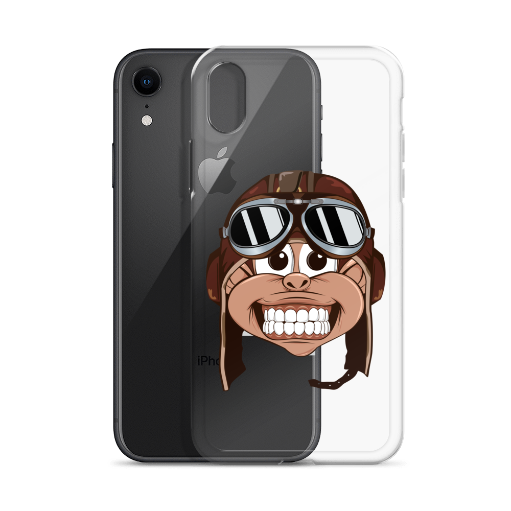 Monkey in Vintage Aviator Helmet iPhone Case iPhone XR model shown