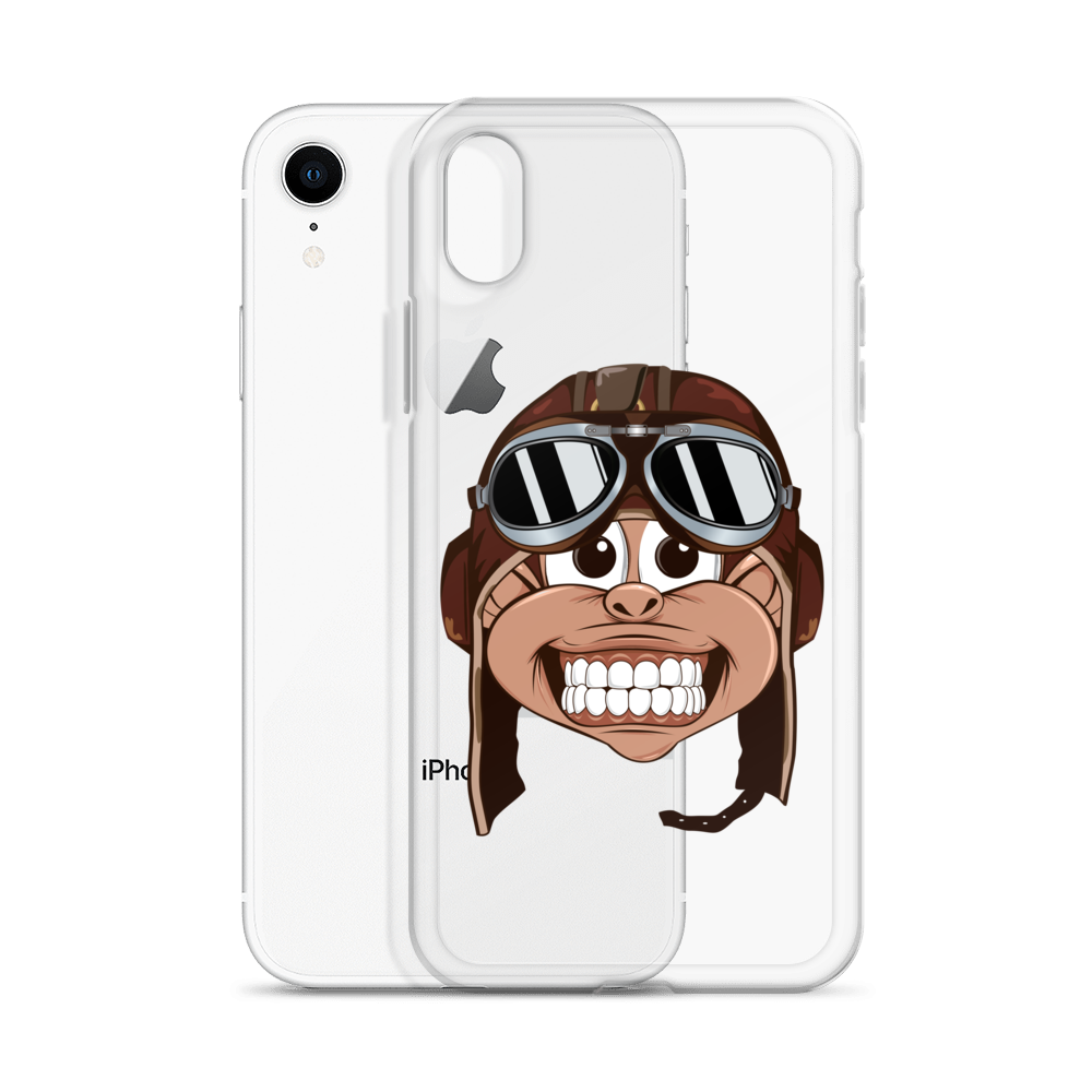 Monkey in Vintage Aviator Helmet iPhone Case iPhone XR model shown