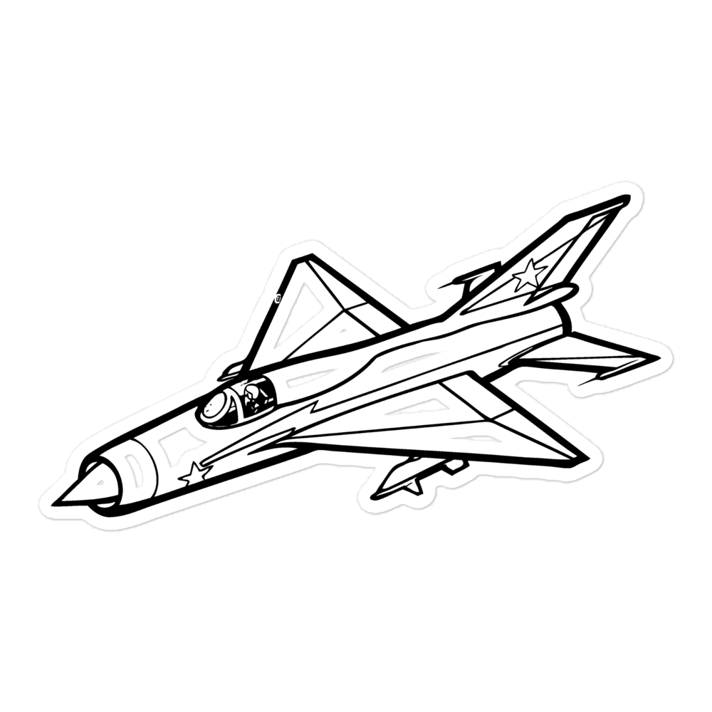 MiG-21 Fishbed Supersonic Jet Sticker - various air forces worldwide at ...