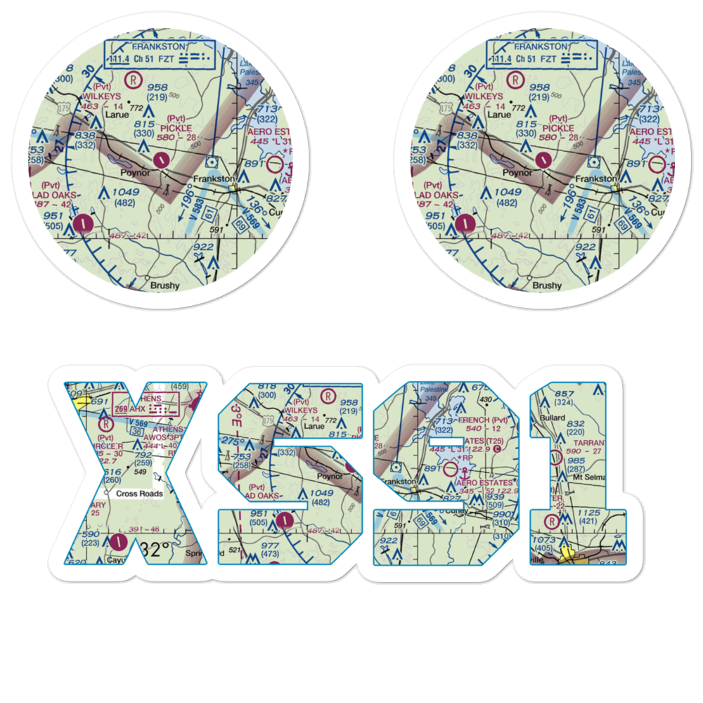 Pickle Plantation Airport (XS91) VFR Sectional Sticker Pack 