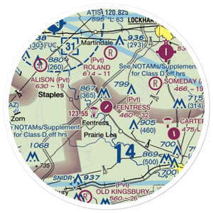 Fentress Airpark (XS90) VFR Sectional Sticker (20 mile)
