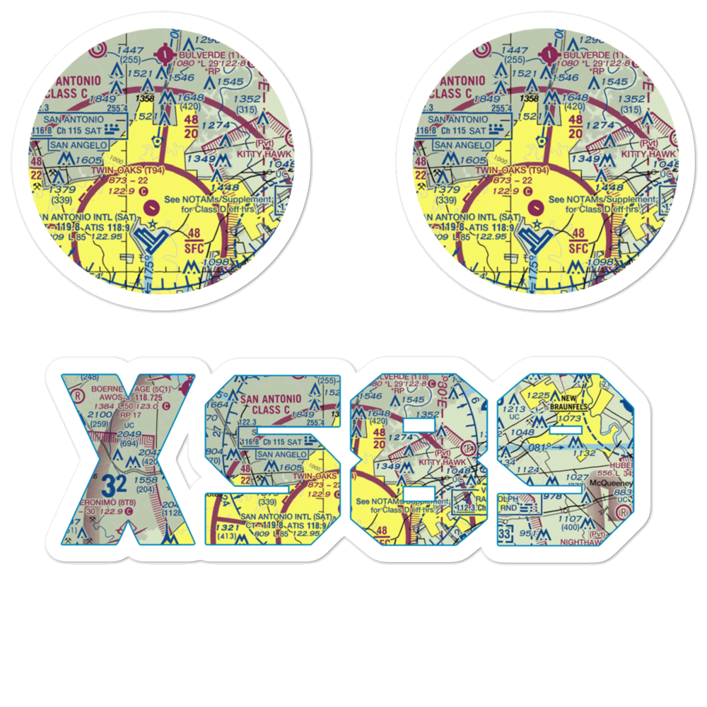 Yates Airport (XS89) VFR Sectional Sticker Pack 