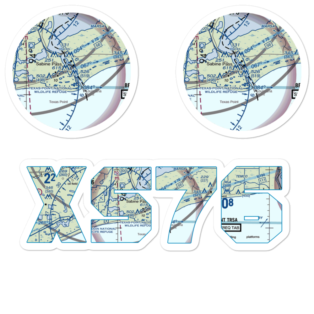 Texas Menhaden Strip (XS76) VFR Sectional Sticker Pack 