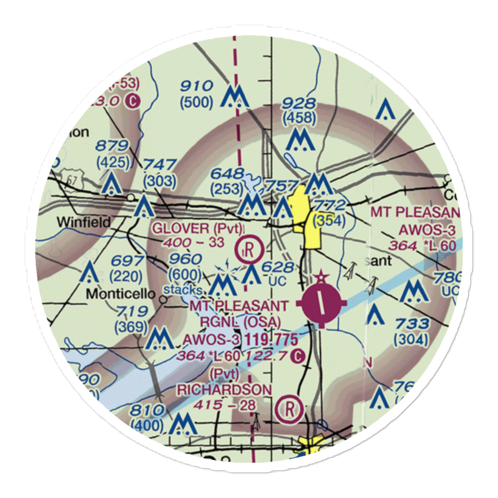 Glover Airport (XS70) VFR Sectional Sticker (20 mile) 