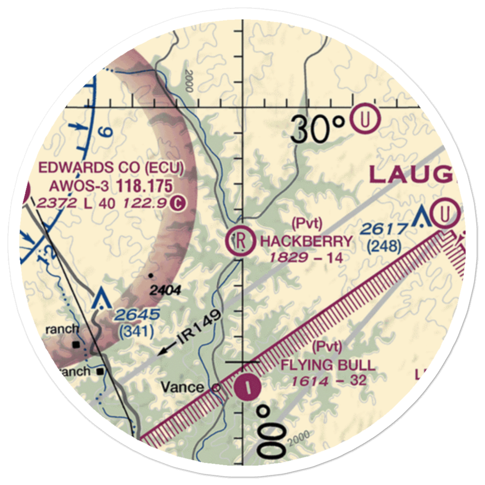 Hackberry Ranch Airport (XS69) VFR Sectional Sticker (20 mile) 