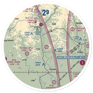 Casey Three Ranch Airport (XS62) VFR Sectional Sticker (30 mile)