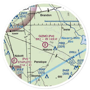 Gizmo Field (XS55) VFR Sectional Sticker (20 mile)