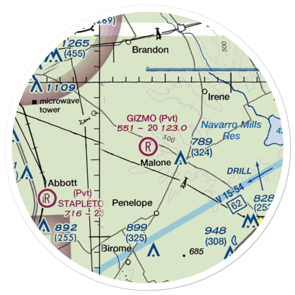 Gizmo Field (XS55) VFR Sectional Sticker (20 mile) 