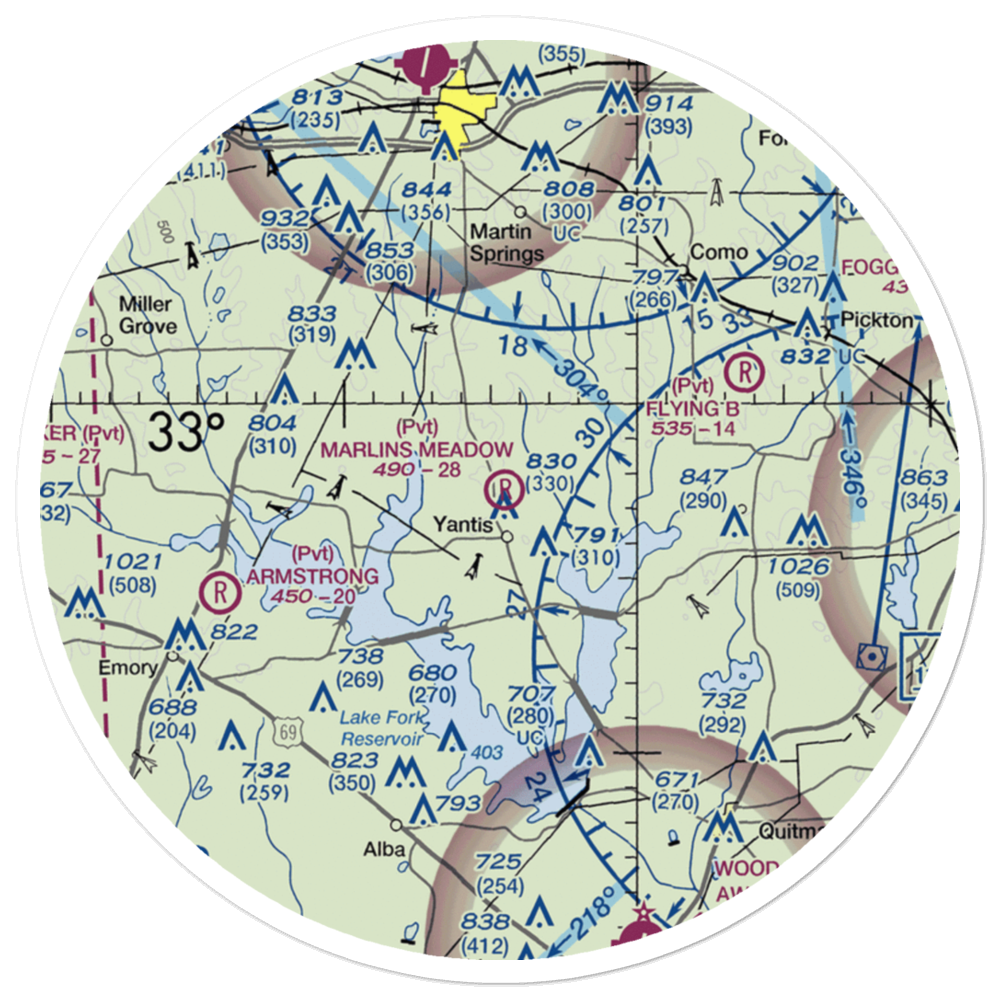 Marlin'S Meadow Airport (XS48) VFR Sectional Sticker (30 mile) 