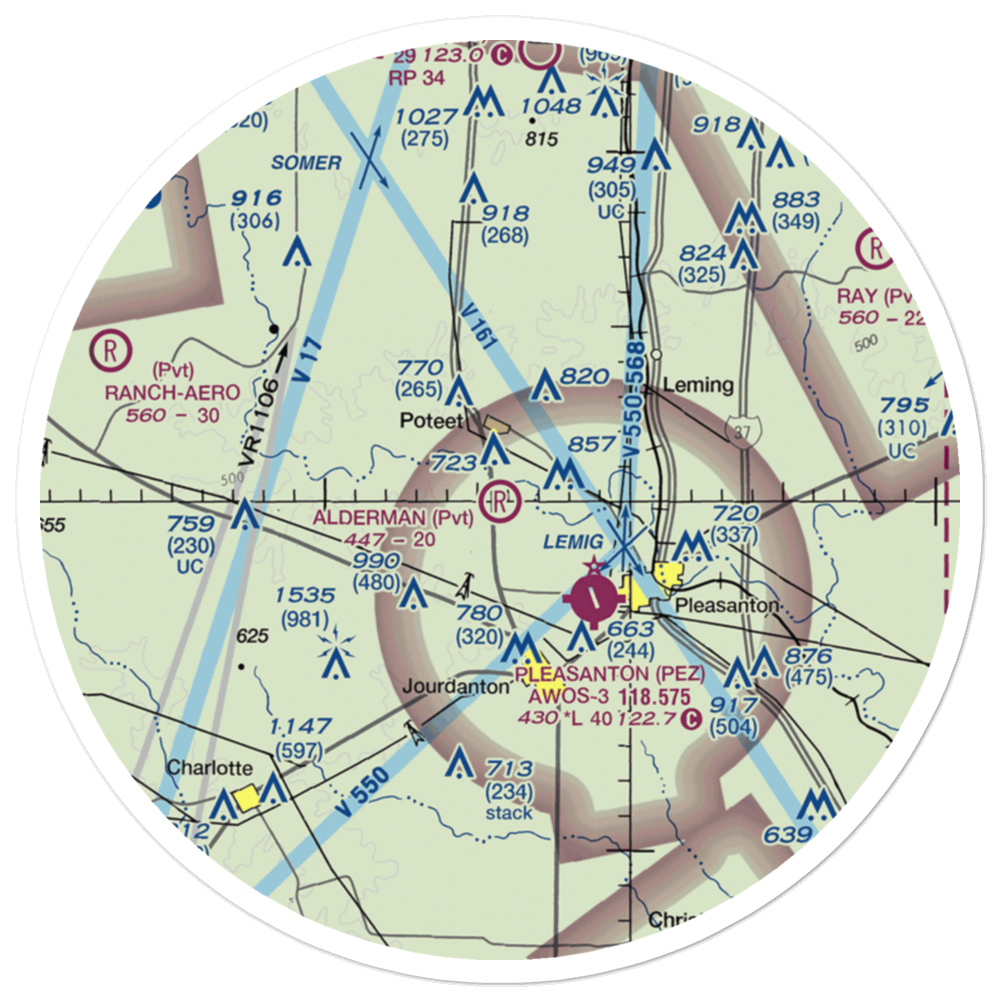 Maurice Dauwe Farm Airport (XS47) VFR Sectional Sticker (30 mile) 