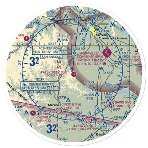 Fall Creek Ranch Airport (XA43) VFR Sectional Sticker (30 mile)