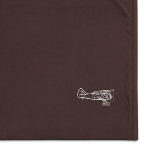 WACO YPT-14 Trainer Biplane Port Authority Embroidered Premium Sherpa Blanket