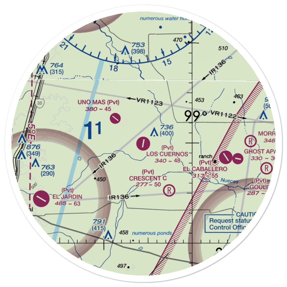 Los Cuernos Ranch Airport (XA08) VFR Sectional Sticker (30 mile) 