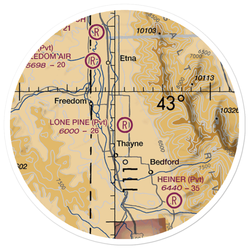 Lone Pine Flying Ranch Airport (WY64) VFR Sectional Sticker (20 mile) 
