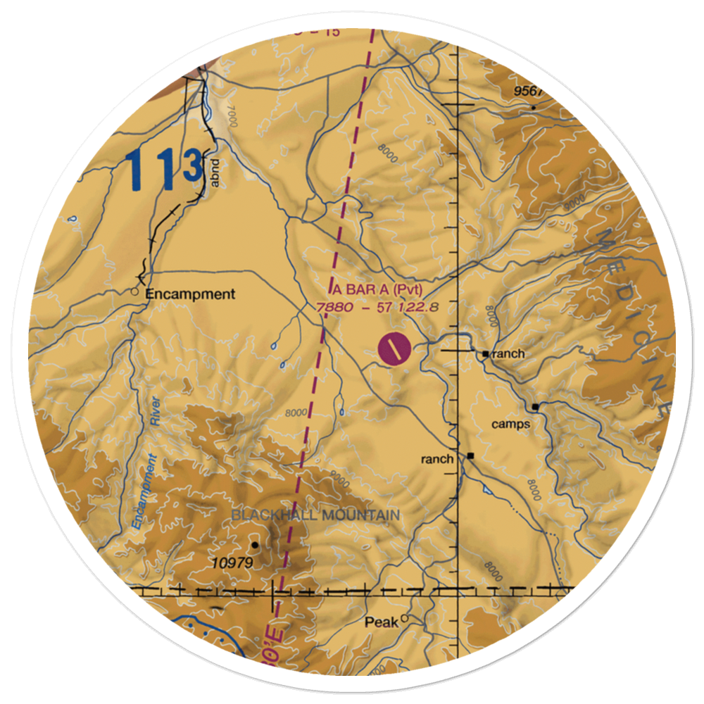 Platt Ranch Airport (WY51) VFR Sectional Sticker (30 mile) 