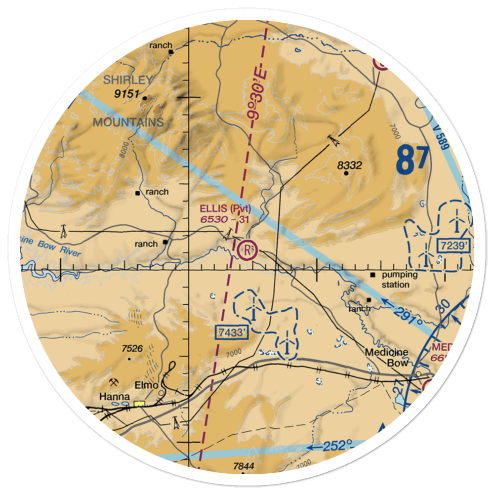 Ellis Ranch Airport (WY17) VFR Sectional Sticker (30 mile) 