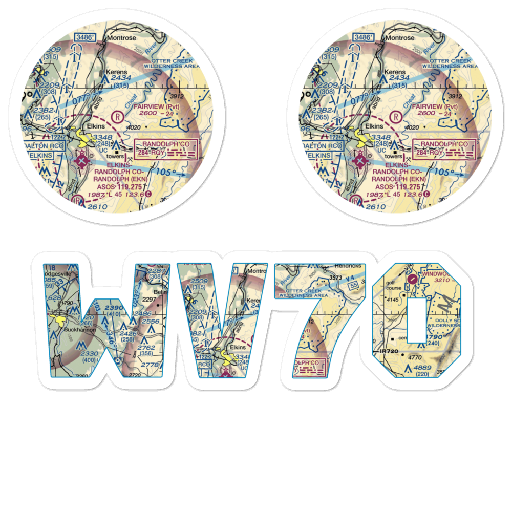 Fairview Airport (WV70) VFR Sectional Sticker Pack 