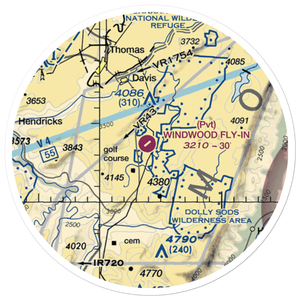 Windwood Fly-In Resort Airport (WV62) VFR Sectional Sticker (20 mile)