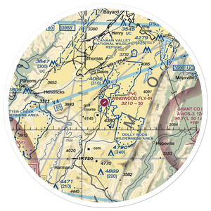 Windwood Fly-In Resort Airport (WV62) VFR Sectional Sticker (30 mile)