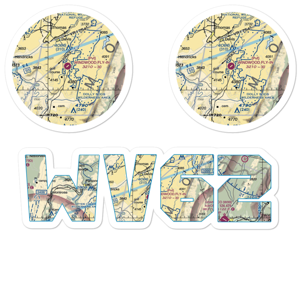 Windwood Fly-In Resort Airport (WV62) VFR Sectional Sticker Pack 