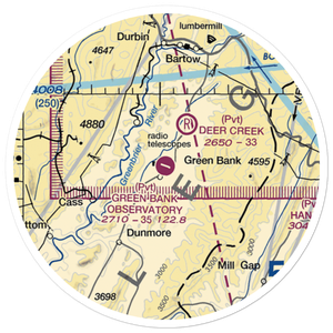 Green Bank Observatory Airport (WV52) VFR Sectional Sticker (20 mile)