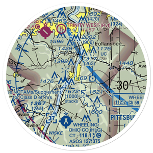 Wellsburg Seaplane Base (WV46) VFR Sectional Sticker (20 mile)