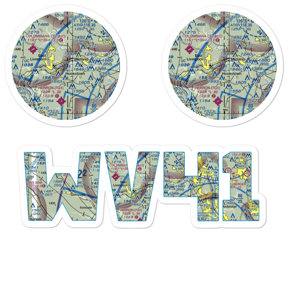 East Liverpool Seaplane Base (WV41) VFR Sectional Sticker Pack 