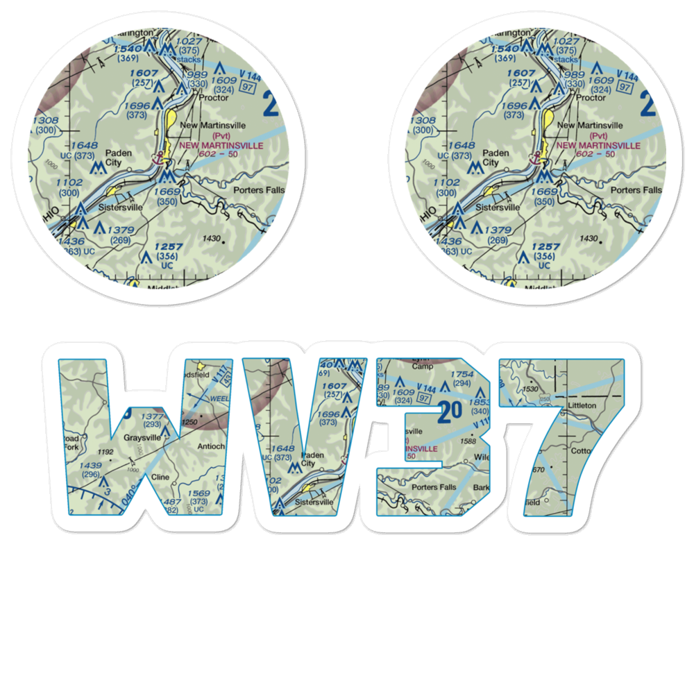 New Martinsville Seaplane Base (WV37) VFR Sectional Sticker Pack 