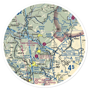 New River Gorge Airport (WV32) VFR Sectional Sticker (30 mile)