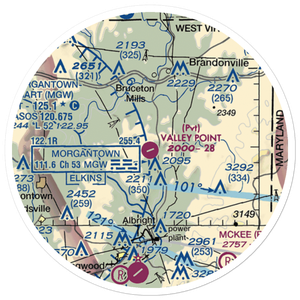 Valley Point Airport (WV29) VFR Sectional Sticker (20 mile)