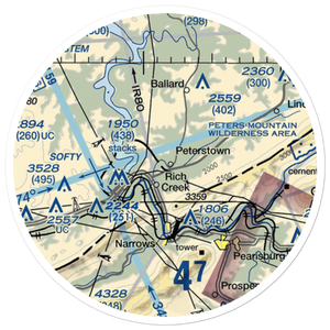 Peterstown Airport (WV10) VFR Sectional Sticker (20 mile)